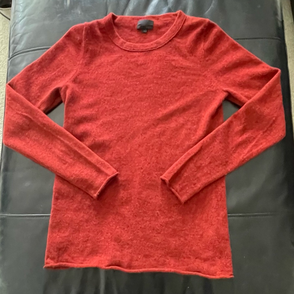 J. Crew 100% Italian Cashmere Burnt Orange Long Sleeve Tee M